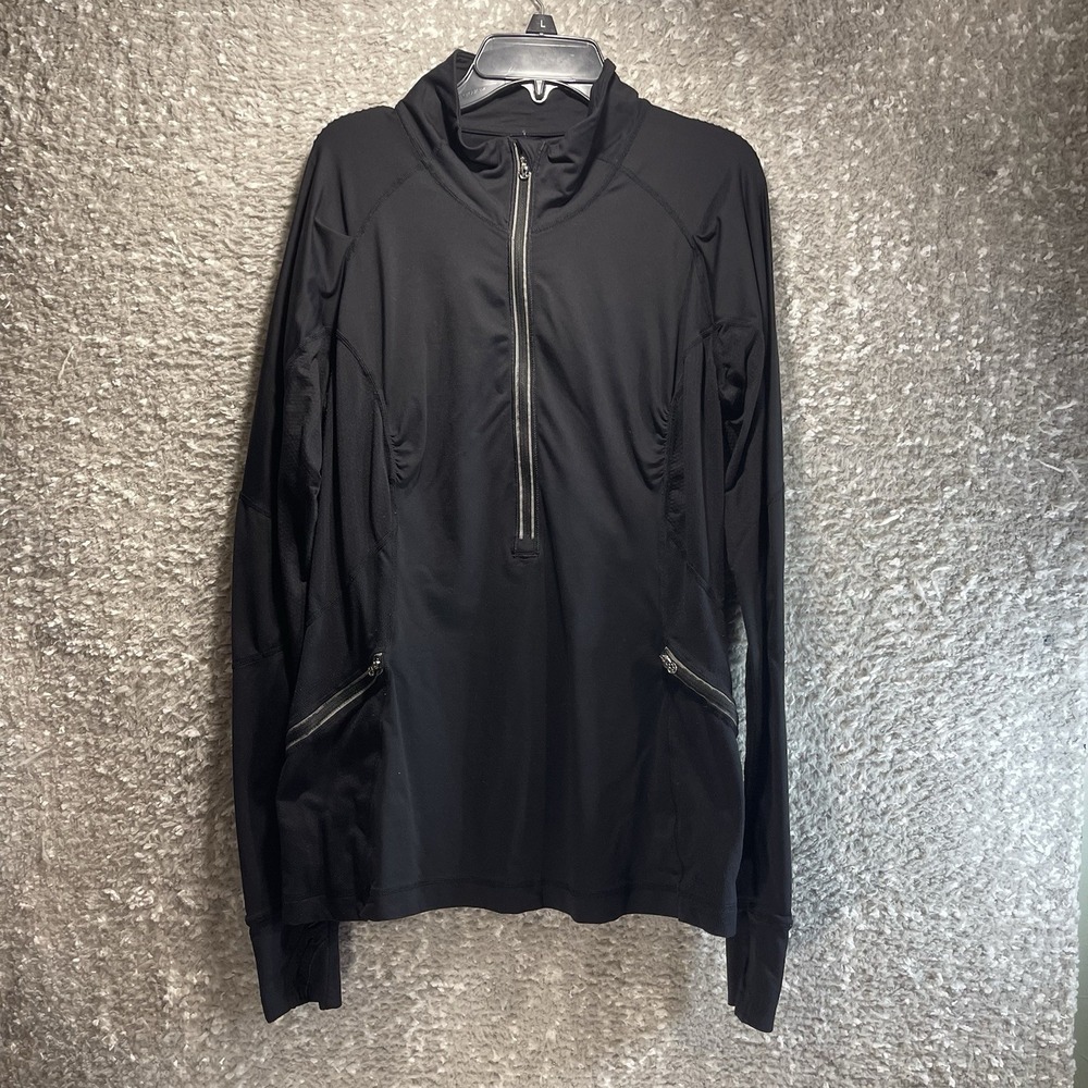 Lululemon Womens 1/2 Zip Pullover Black Mesh Running‎ Long Sleeve Shirt L READ
